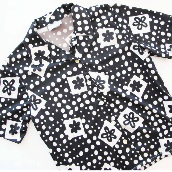 Vintage 2000’s pink & black polka dot top